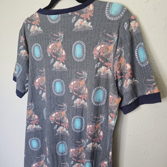 Southern Stitch Bucking Horse Riding Cowboy / Turquoise Jewel Print Size L Large - Picture 9 of 12